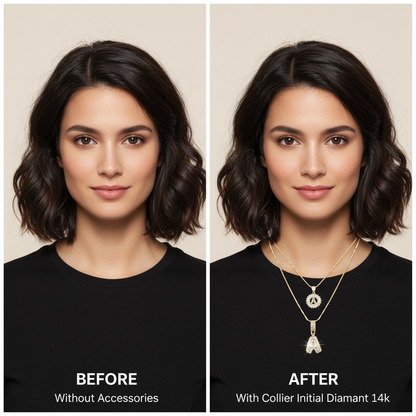 2pc 14k Diamond Letter Initial Necklaces